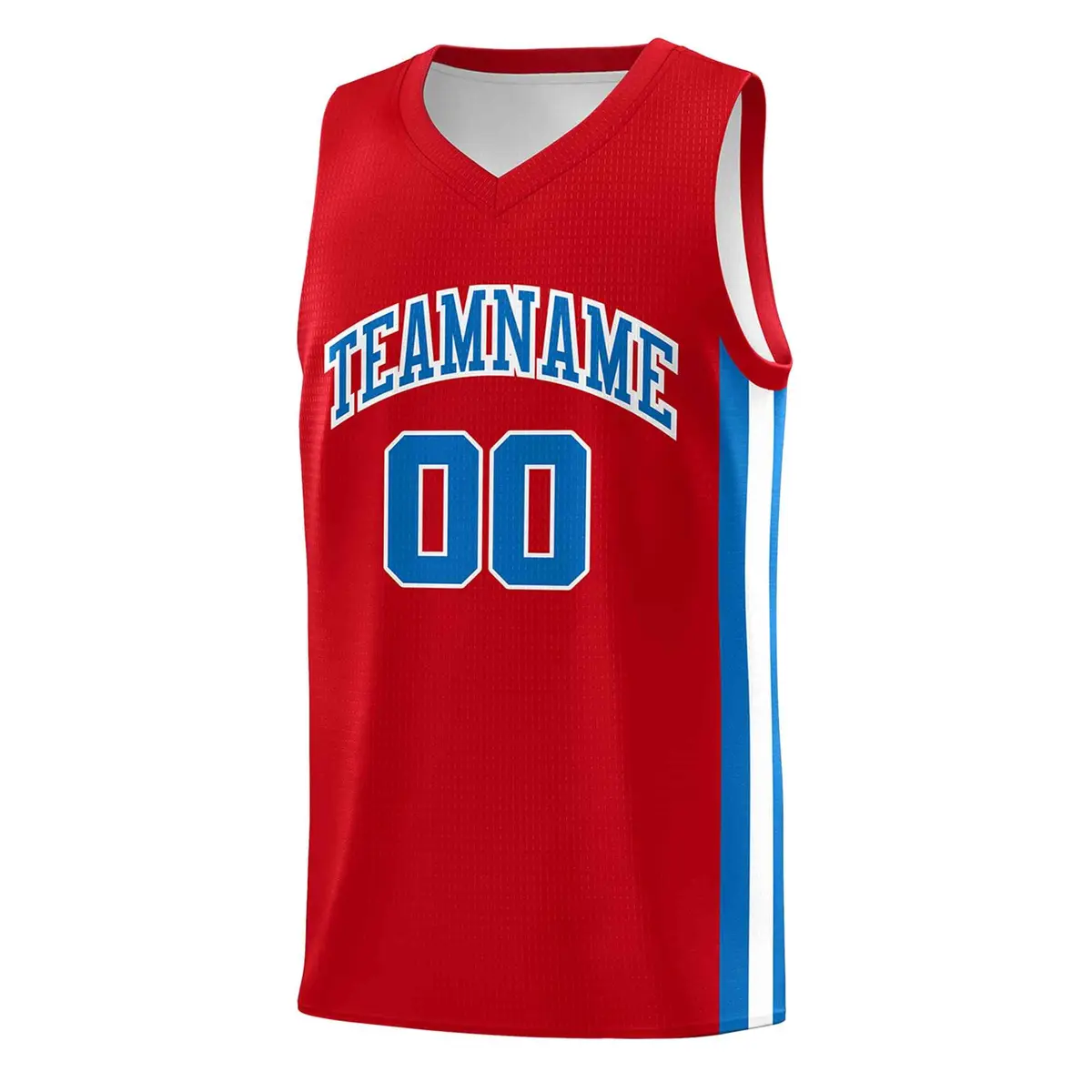 Red Light Blue-White Classic Mesh Sport Basketball Jersey