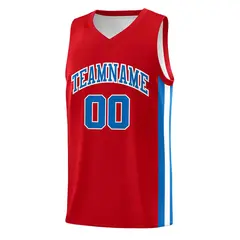 Red Light Blue-White Classic Mesh Sport Basketball Jersey