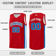 Red Light Blue-White Classic Mesh Sport Basketball Jersey 2