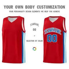 Red Light Blue-White Classic Mesh Sport Basketball Jersey 3