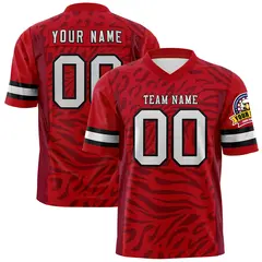 Red Light Gray-Black Zebra Stripes Football Jersey