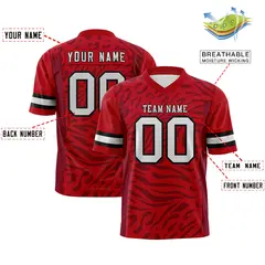 Red Light Gray-Black Zebra Stripes Football Jersey 2