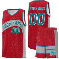 Red Light Gray Dot Graffiti Irregular Pattern Basketball Jersey