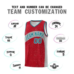 Red Light Gray Dot Graffiti Irregular Pattern Basketball Jersey 4