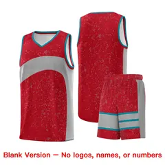 Red Light Gray Dot Graffiti Irregular Pattern Basketball Jersey 7