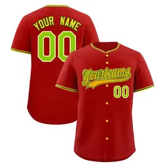 Red Light Green Gold Stitched Baseball Jersey