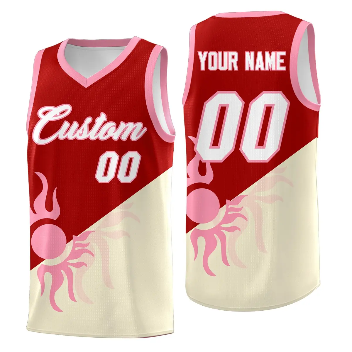 Red Light Khaki Radiant Sun Two Tone Basketball Jersey