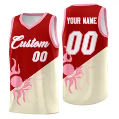 Red Light Khaki Radiant Sun Two Tone Basketball Jersey 1