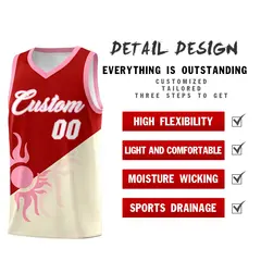Red Light Khaki Radiant Sun Two Tone Basketball Jersey 3