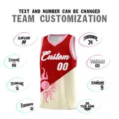 Red Light Khaki Radiant Sun Two Tone Basketball Jersey 5