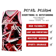 Red Light Pink Abstract Graffiti Wrinkle-Resistant Basketball Jersey 2