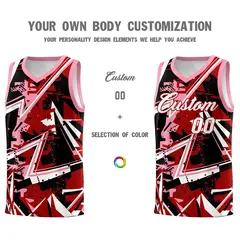 Red Light Pink Abstract Graffiti Wrinkle-Resistant Basketball Jersey 3