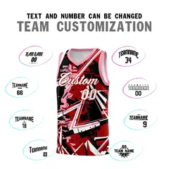 Red Light Pink Abstract Graffiti Wrinkle-Resistant Basketball Jersey 4