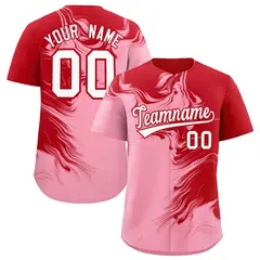 Red Light Pink Ink Pattern Authentic Baseball Jersey 1