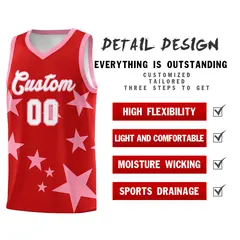 Red Light Pink Star Print Graffiti Basketball Jersey Sets 2