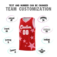 Red Light Pink Star Print Graffiti Basketball Jersey Sets 4