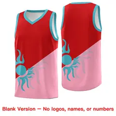 Red Light Pink Sunburst Two Tone Uniform Basketball Jersey 2