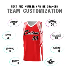 Red Light Pink White Color Block Basketball Jersey 4