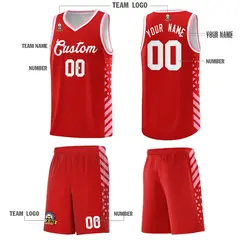 Red Light Pink White Diamond Stripe Side Basketball Jersey 5