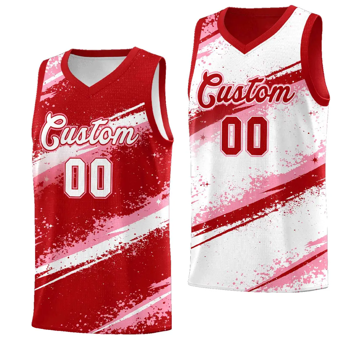 Red Light Pink White Reversible Basketball Jersey Stellar Strike