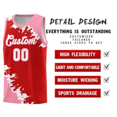 Red Light Pink-White Sparkle Print Basketball Kits 2