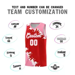 Red Light Pink-White Sparkle Print Basketball Kits 4