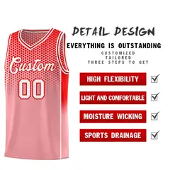 Red Light Red Dot Pattern Side Gradient Reversible Basketball Jersey Kits 3