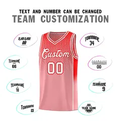 Red Light Red Dot Pattern Side Gradient Reversible Basketball Jersey Kits 4