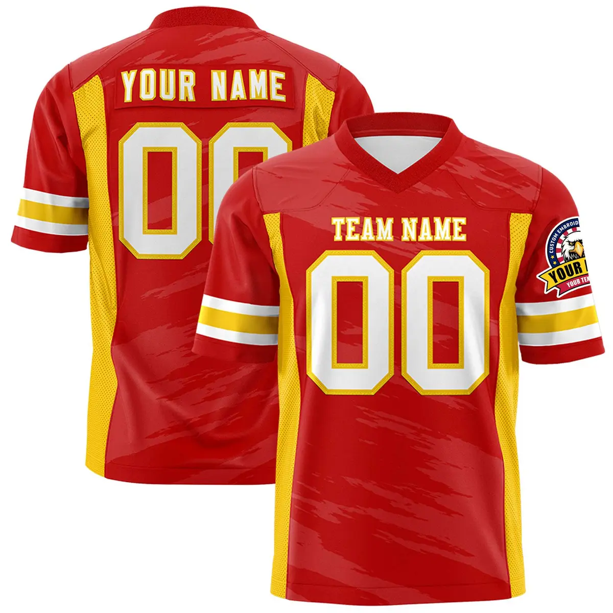 Red Light Red Scratch Pattern Authentic Football Jersey