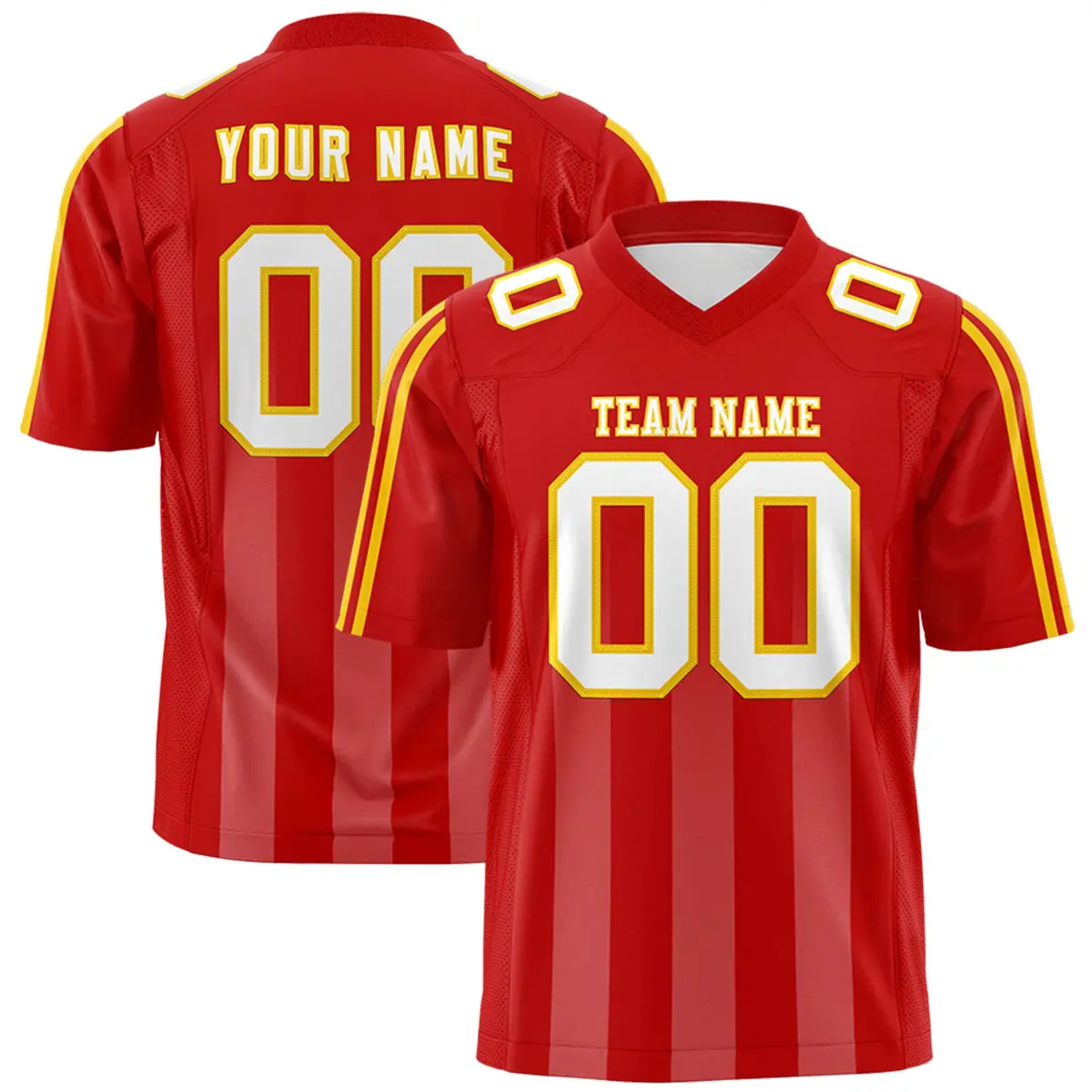 Red Light Red Vertical Fine Stripe Gradient Football Jersey