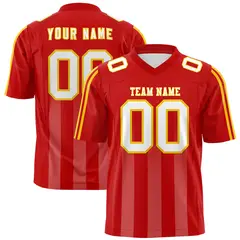 Red Light Red Vertical Fine Stripe Gradient Football Jersey 1