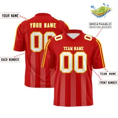 Red Light Red Vertical Fine Stripe Gradient Football Jersey 2