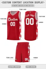 Red Light Red-White Side Triangle Splicing Basketball Jersey 2