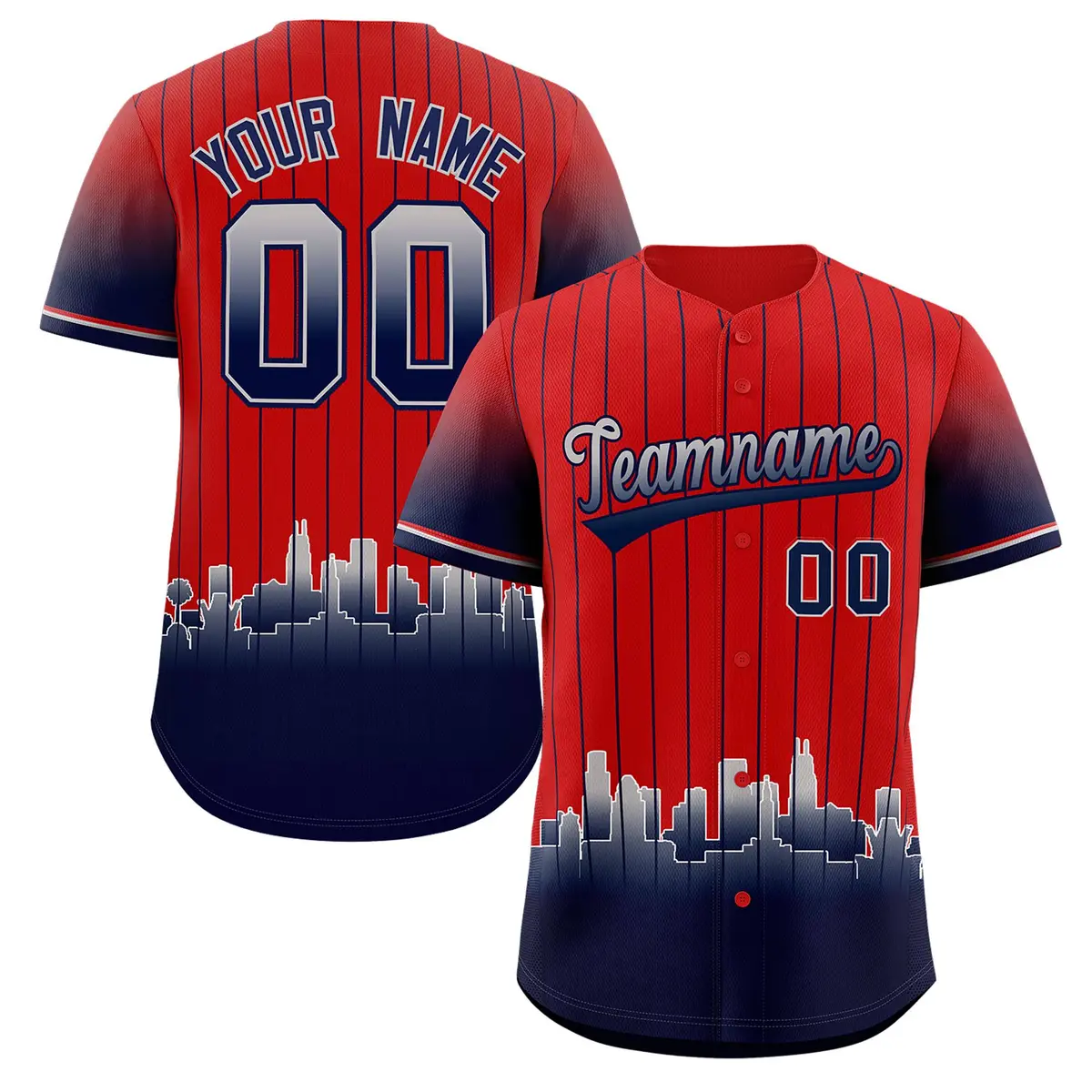 Red Los Angeles City Silhouette Baseball Jersey