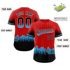 Red Miami City Silhouette Baseball Jersey 2