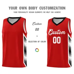 Red Mosaic Gradient Fashion Basketball Jersey Uniform 3