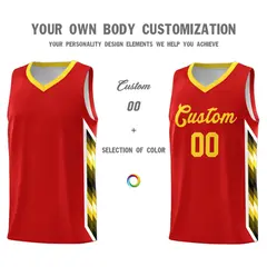Red Mosaic Gradient Fashion Basketball Jersey Uniform 3