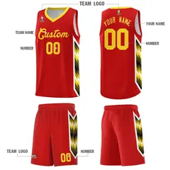 Red Mosaic Gradient Fashion Basketball Jersey Uniform 5