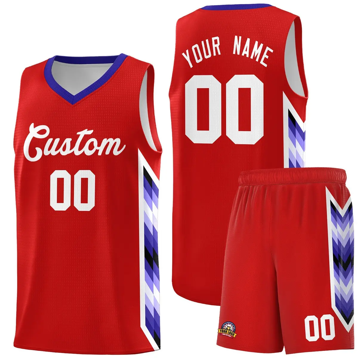 Red Mosaic Gradient Fashion Basketball Jersey Uniform
