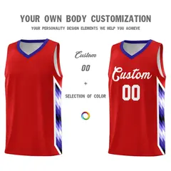 Red Mosaic Gradient Fashion Basketball Jersey Uniform 3