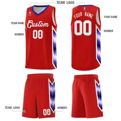 Red Mosaic Gradient Fashion Basketball Jersey Uniform 5