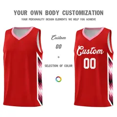 Red Mosaic Gradient Fashion Basketball Jersey Uniform 3