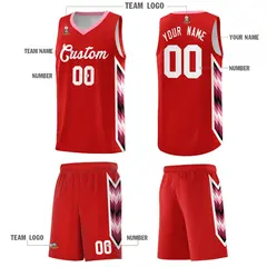 Red Mosaic Gradient Fashion Basketball Jersey Uniform 5