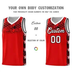 Red Mosaic Stars Basketball Uniform Jersey 3
