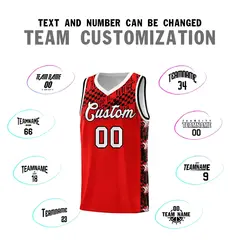 Red Mosaic Stars Basketball Uniform Jersey 4