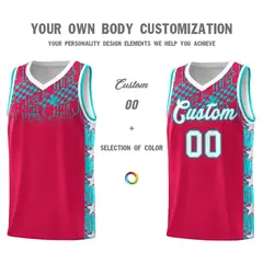 Red Mosaic Stars Basketball Uniform Jersey 3