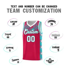 Red Mosaic Stars Basketball Uniform Jersey 4