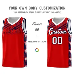 Red Mosaic Stars Basketball Uniform Jersey 3