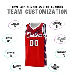 Red Mosaic Stars Basketball Uniform Jersey 4