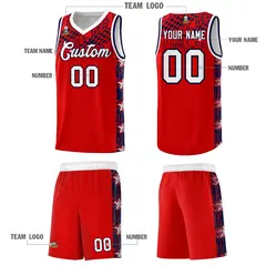 Red Mosaic Stars Basketball Uniform Jersey 5